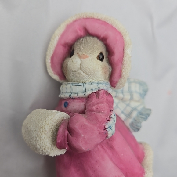 Enesco My Blushing Bunnies Ice Skating Holiday vntg Resin figurine Pink - Picture 4 of 11